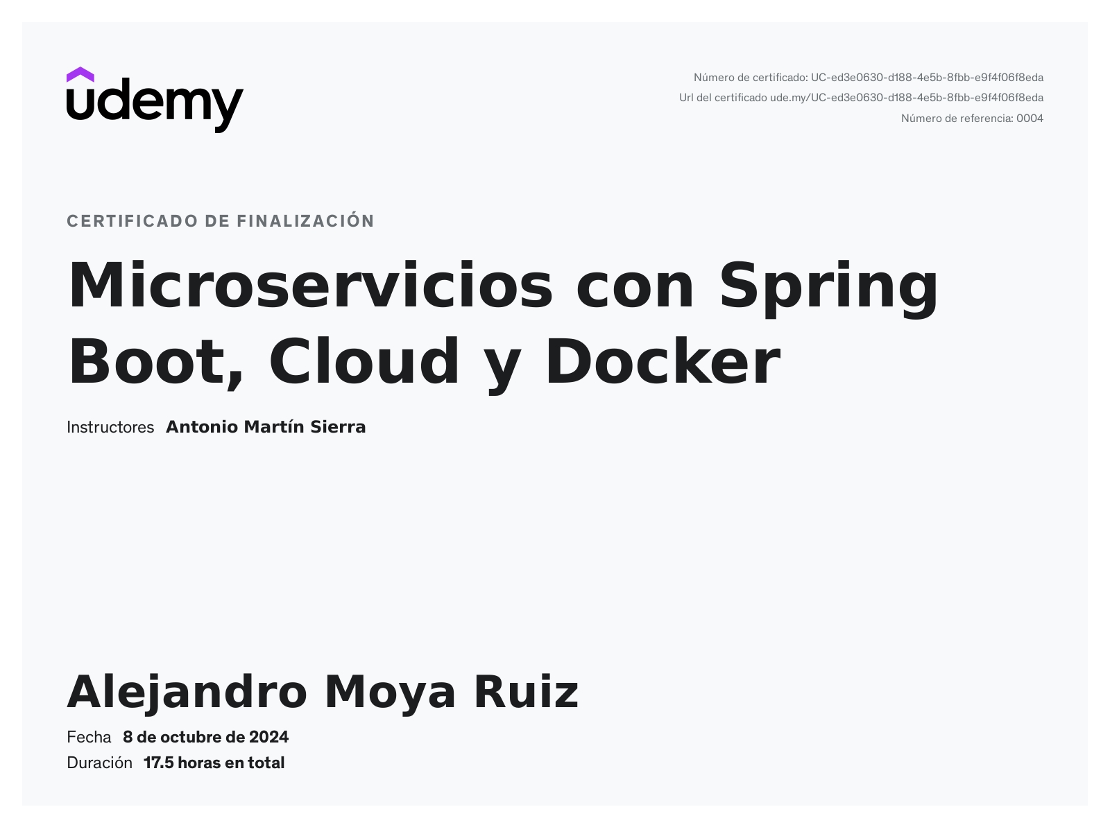 Certificado Microservicios Spring Boot